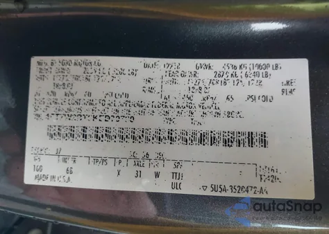 2019 Ford F-250 Lariat z USA, uszkodzony, nr VIN 1FT7W2BT6KED70780